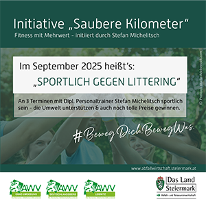 Teaser für die Initiative "Saubere Kilometer" initiiert von Dipl. Personaltrainer Stefan Michelitsch